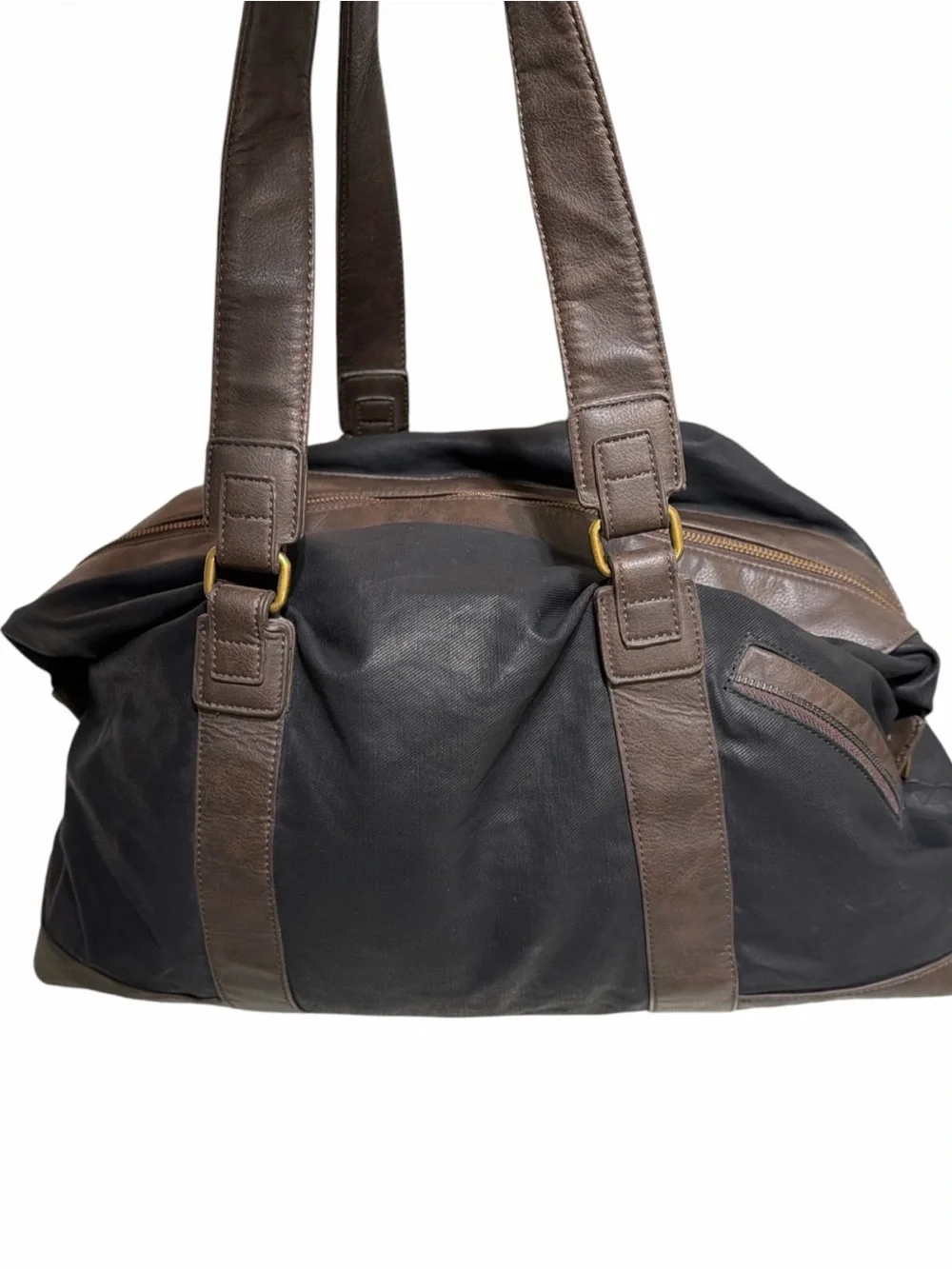 Matt & Nat Black Canvas Duffel with Brown Leather Trim